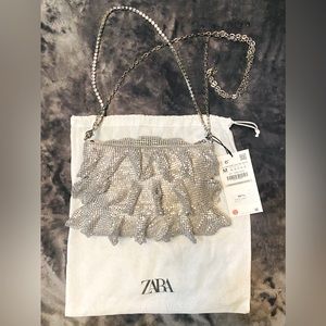 ❌SOLD❌  Zara silver sparkly clutch purse (NEW with tag)